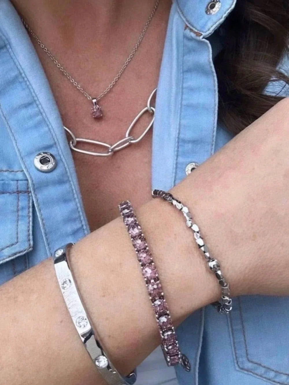 Park Lane Cappuccino Mini Bracelet in Rose-Pink and Silver